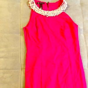 Midi dress with beautiful pearl accented neckline